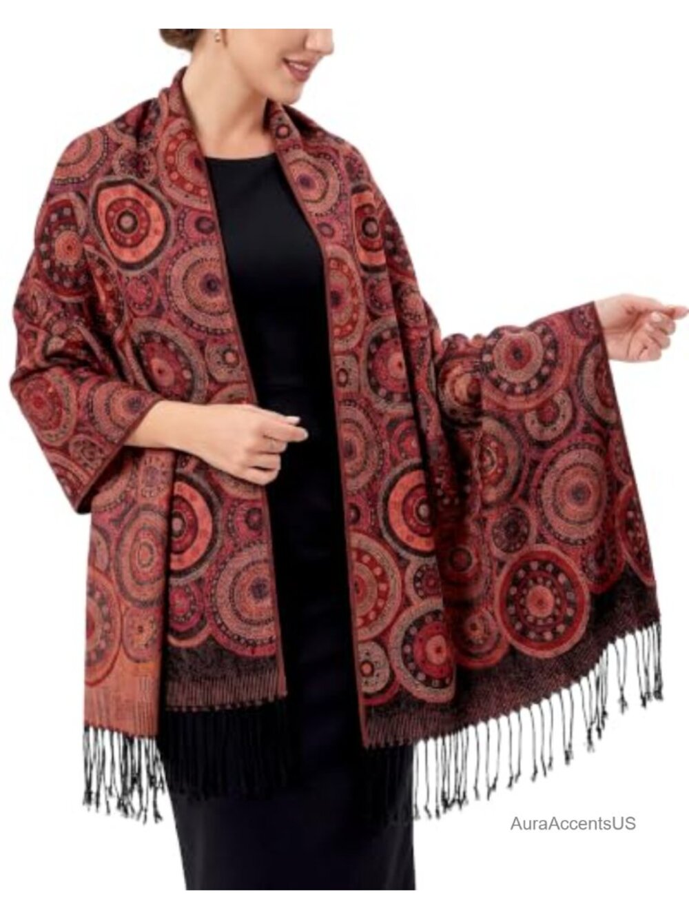 Viscose Bohemian Medallion Jacquard Pashmina Scarf Festival Wrap